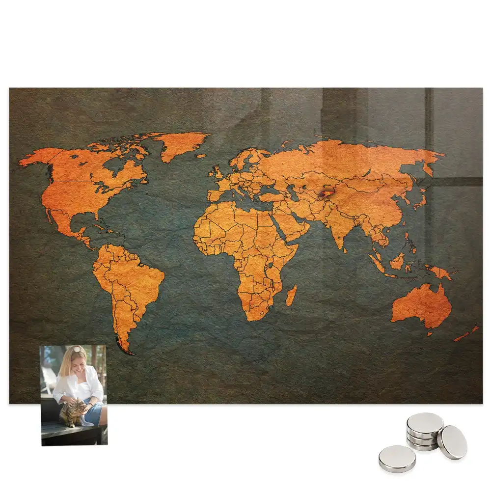 Tableau décoratif magnétique planisphère mondial
