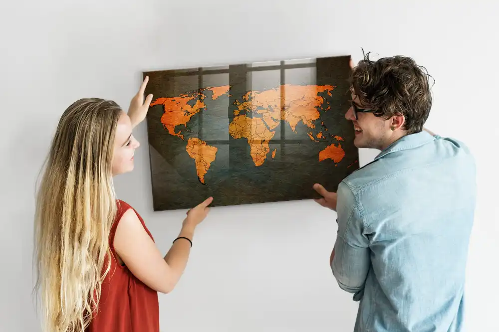 Tableau décoratif magnétique planisphère mondial