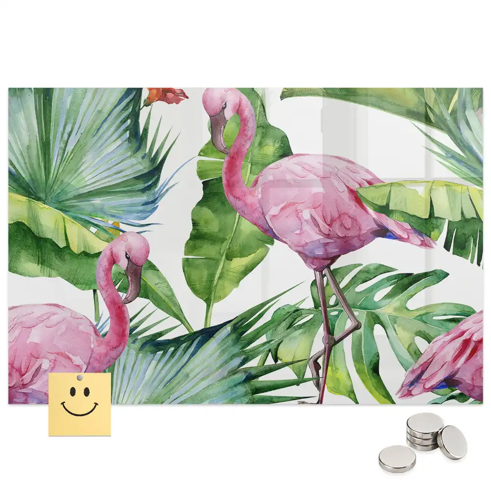 Tableau magnétique motif flamants roses