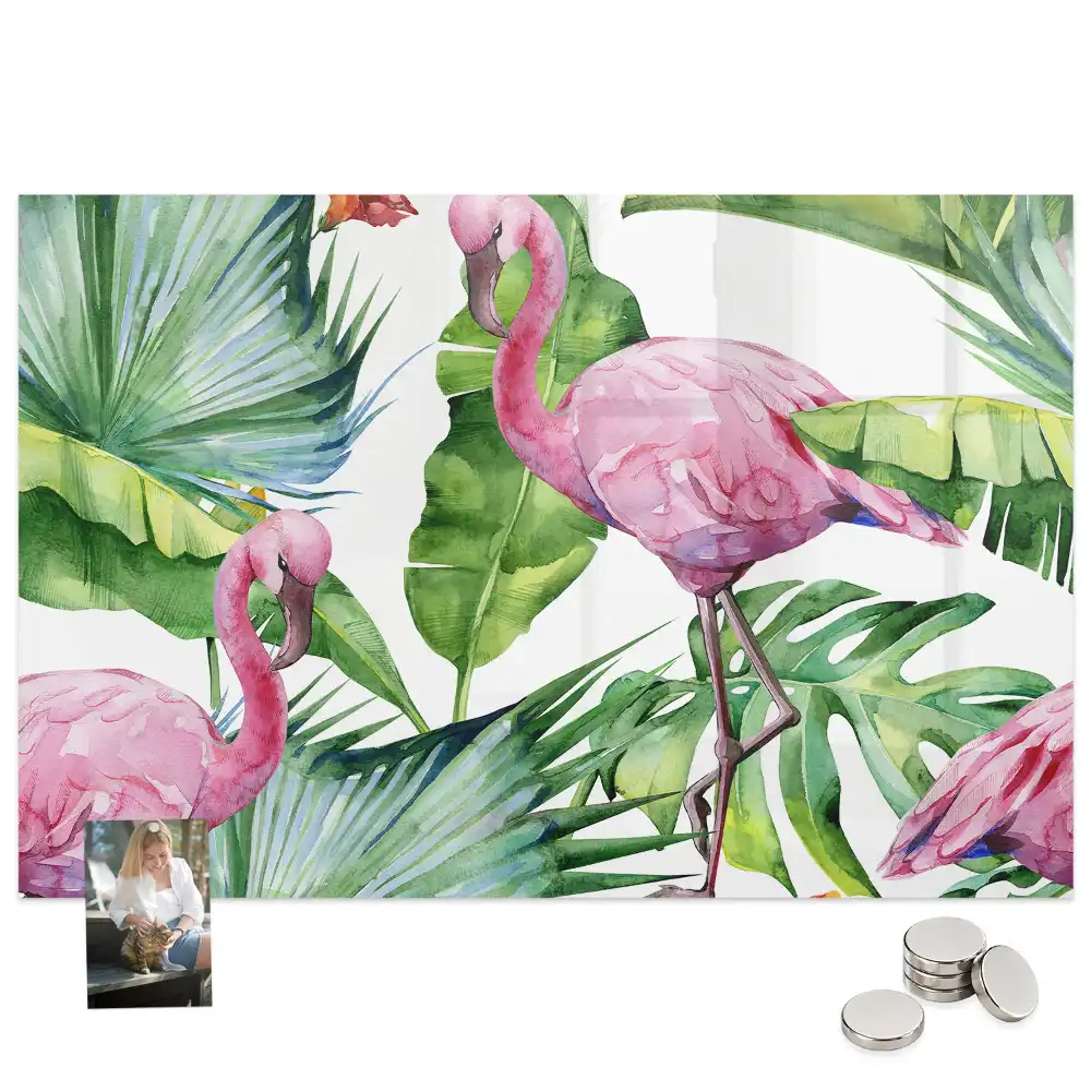 Tableau magnétique motif flamants roses