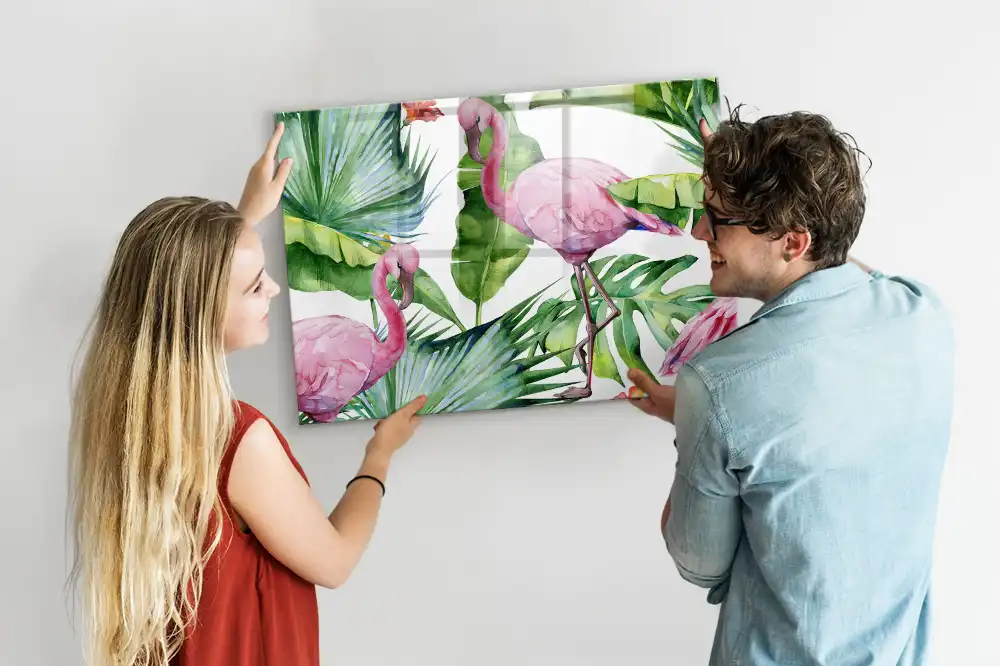 Tableau magnétique motif flamants roses