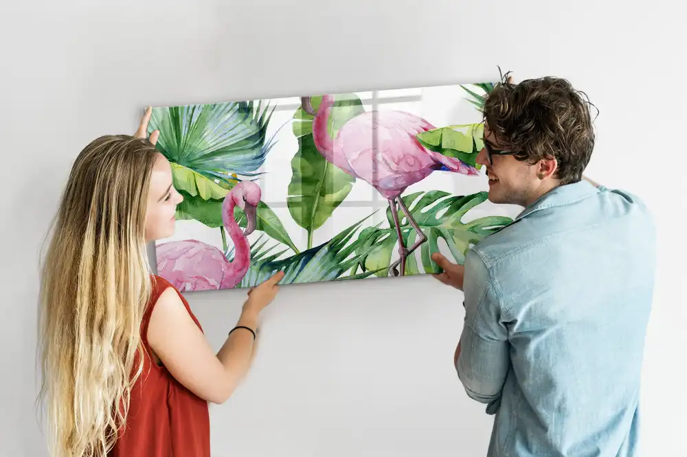 Tableau magnétique motif flamants roses