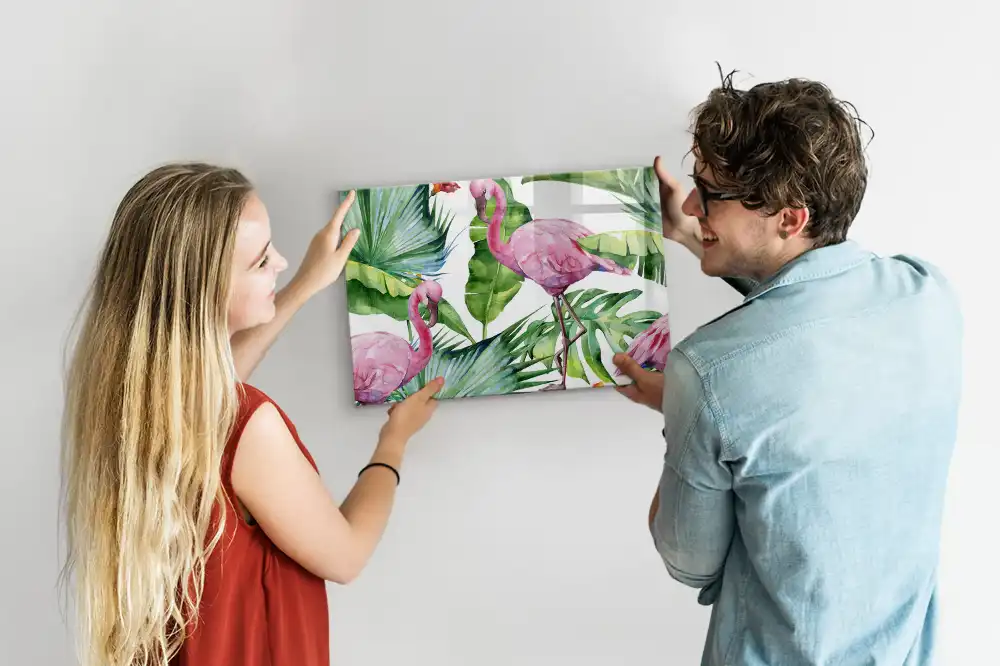 Tableau magnétique motif flamants roses