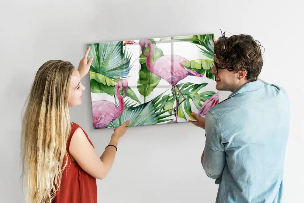 Tableau magnétique motif flamants roses