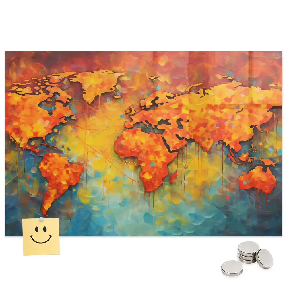 Carte du monde décorative avec tableau aimanté