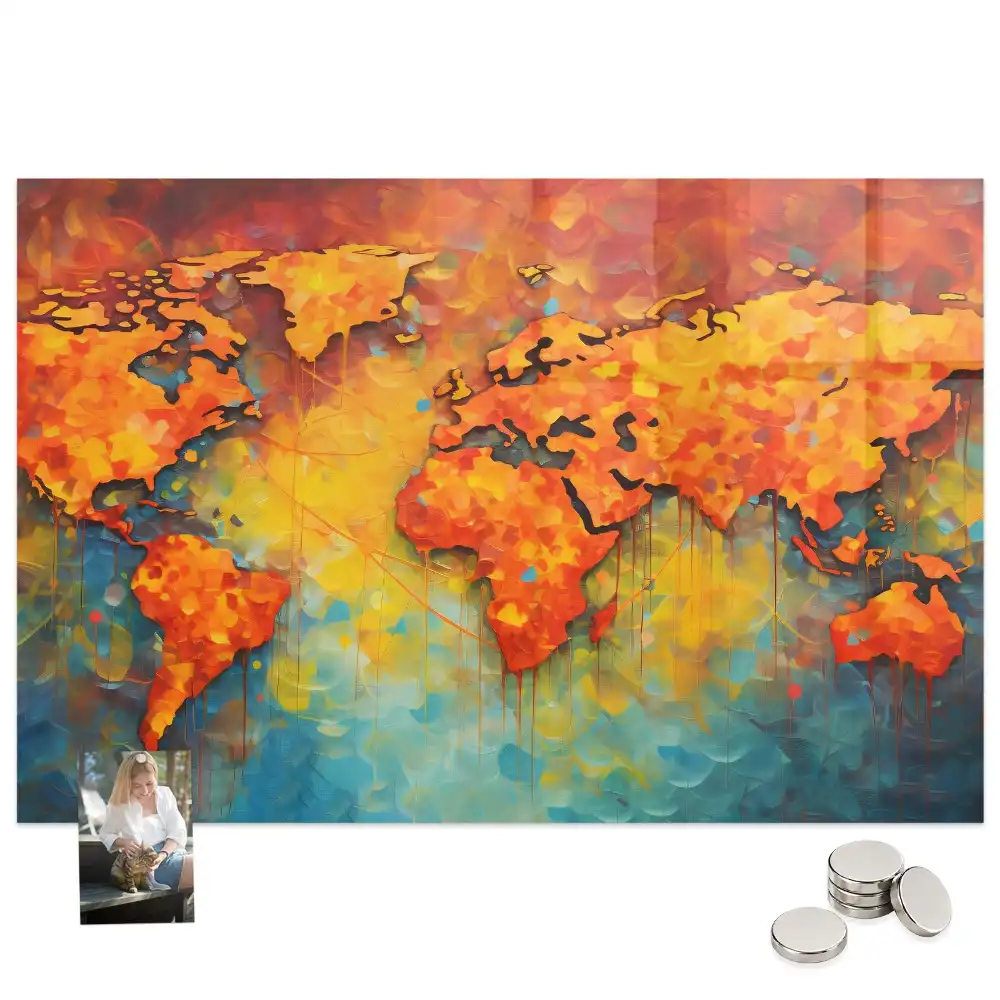 Carte du monde décorative avec tableau aimanté