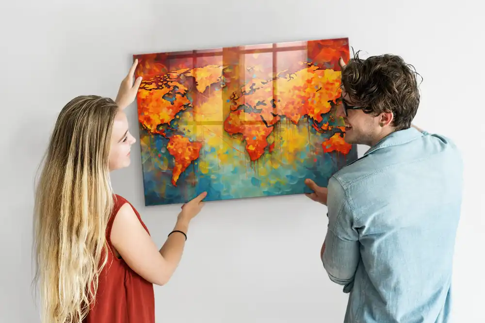 Carte du monde décorative avec tableau aimanté