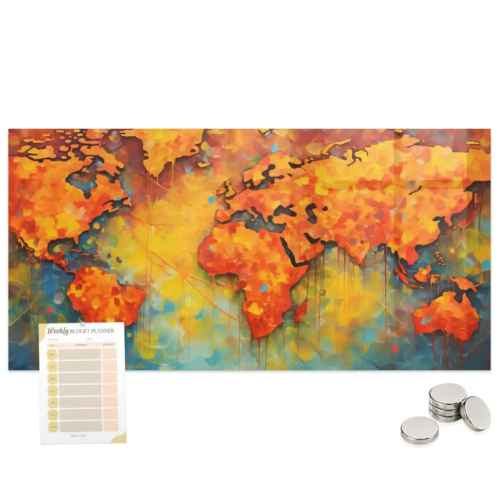 Carte du monde décorative avec tableau aimanté