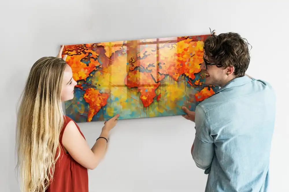 Carte du monde décorative avec tableau aimanté