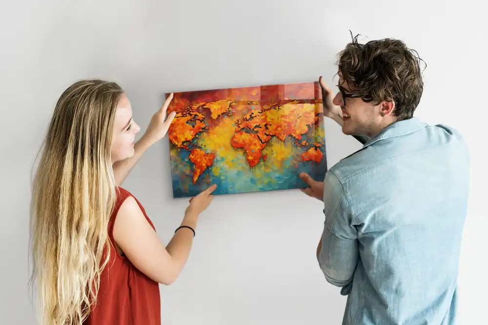 Carte du monde décorative avec tableau aimanté
