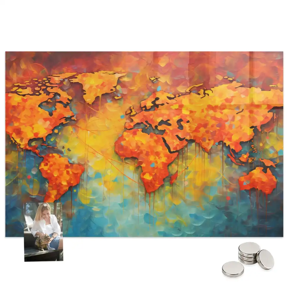 Carte du monde décorative avec tableau aimanté