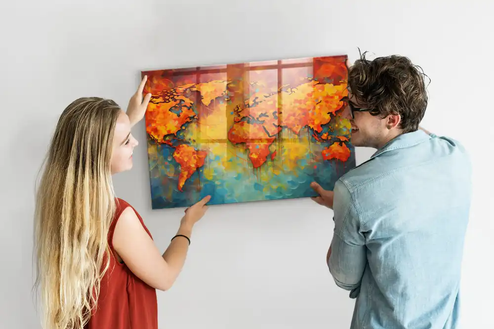 Carte du monde décorative avec tableau aimanté