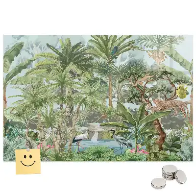 Tableau magnétique en verre motif jungle tropicale