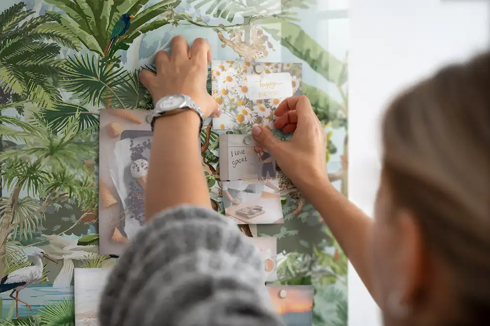 Tableau magnétique en verre motif jungle tropicale