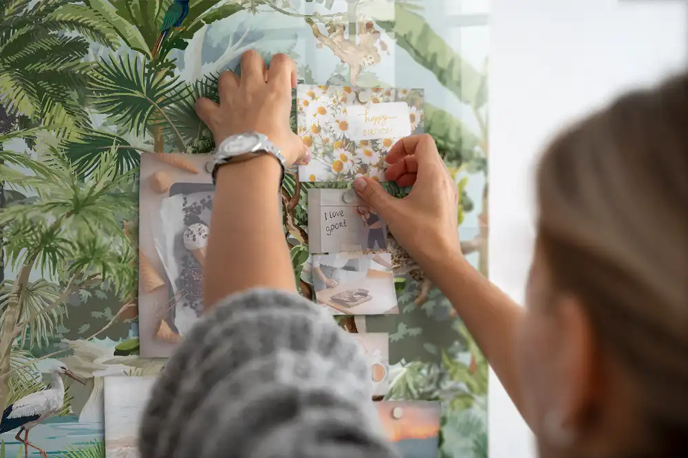 Tableau magnétique en verre motif jungle tropicale