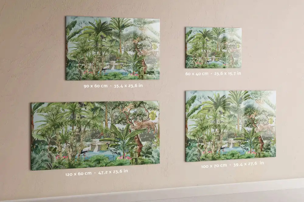 Tableau magnétique en verre motif jungle tropicale