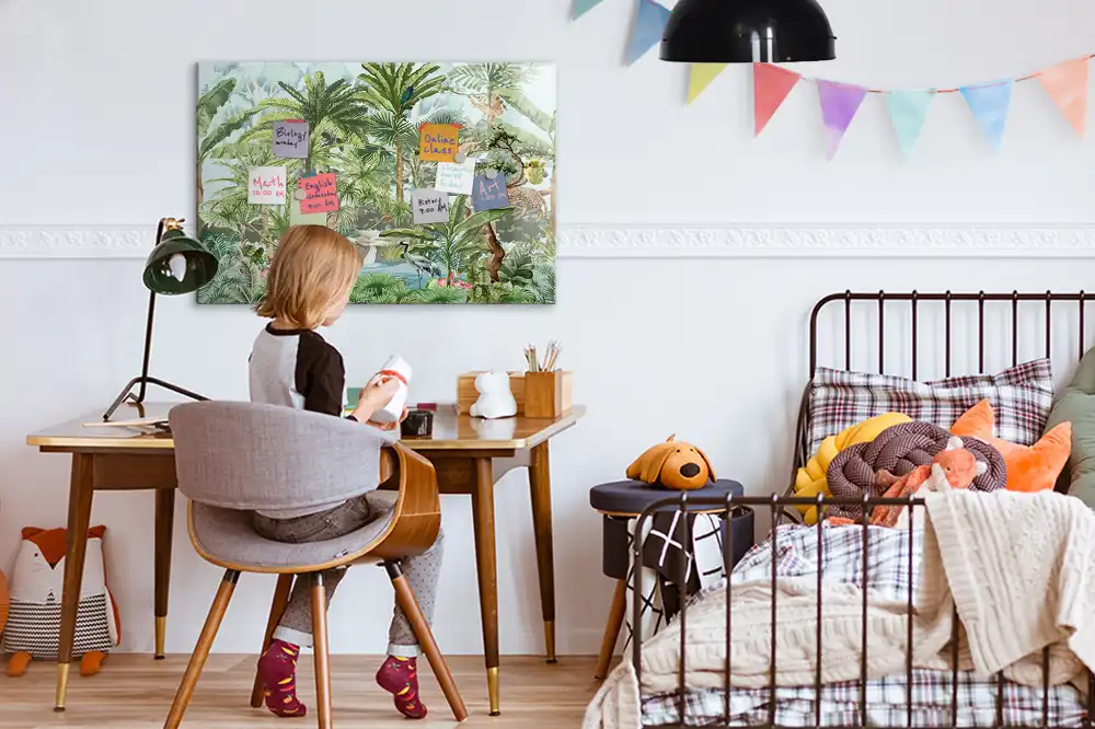 Tableau magnétique en verre motif jungle tropicale