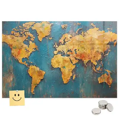 Tableau mural magnétique décoratif en forme de carte du monde