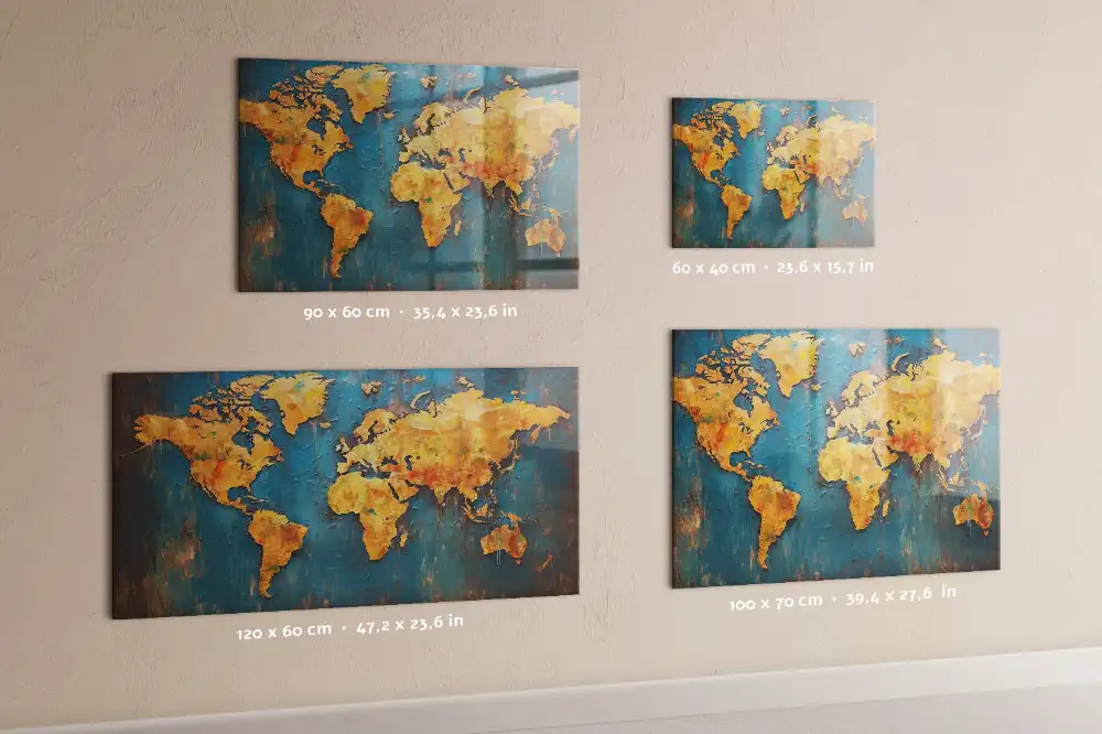 Tableau mural magnétique décoratif en forme de carte du monde