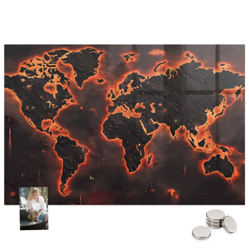 Tableau magnétique décoration atlas du monde