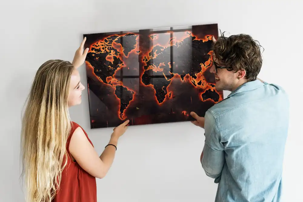 Tableau magnétique décoration atlas du monde