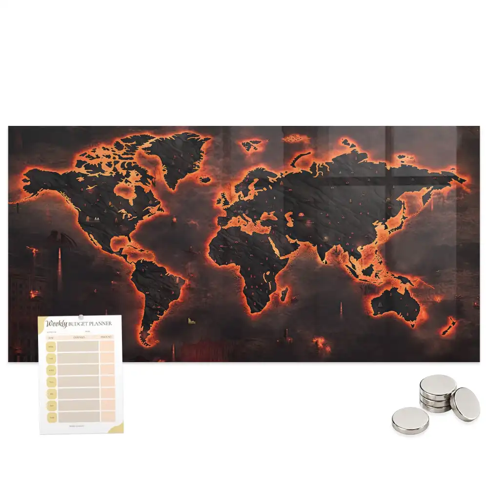 Tableau magnétique décoration atlas du monde