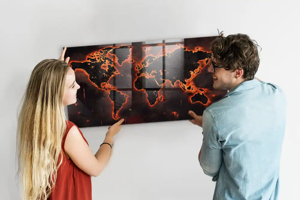 Tableau magnétique décoration atlas du monde