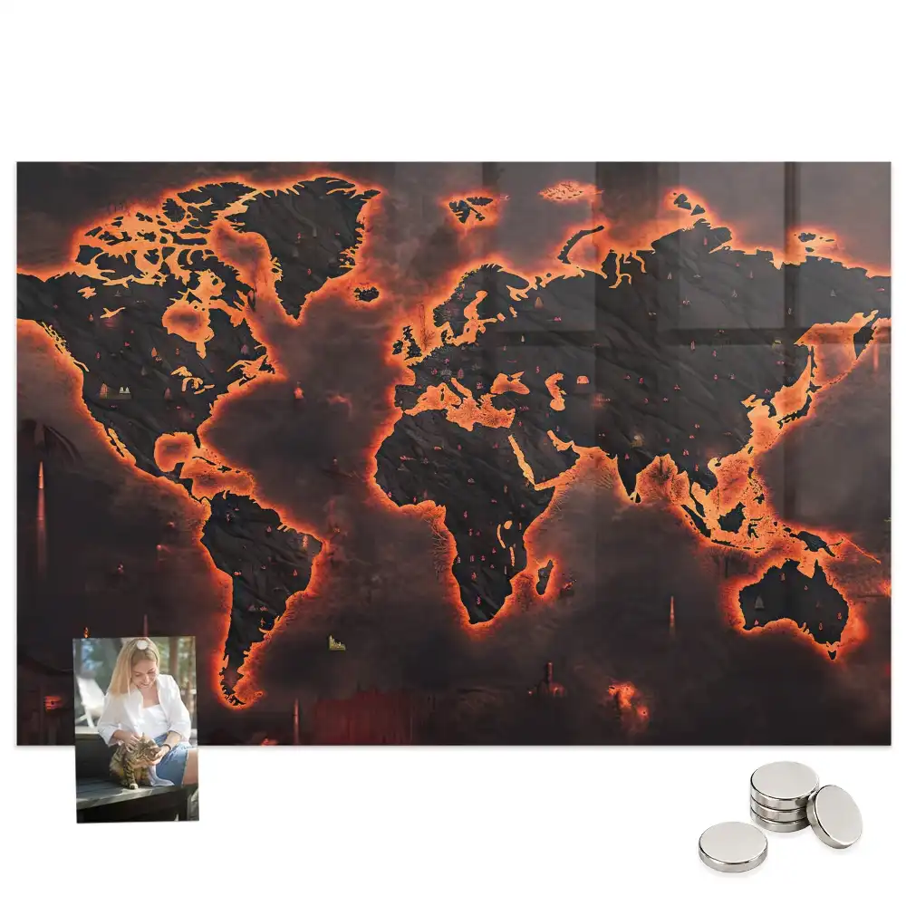 Tableau magnétique décoration atlas du monde