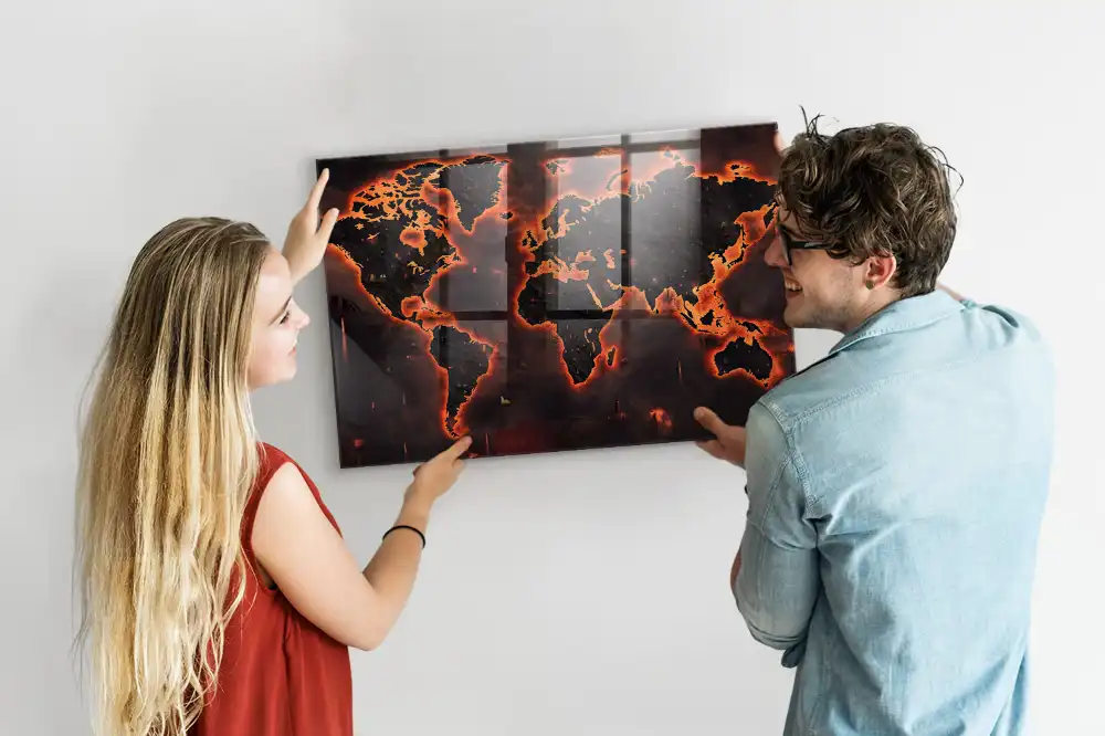 Tableau magnétique décoration atlas du monde