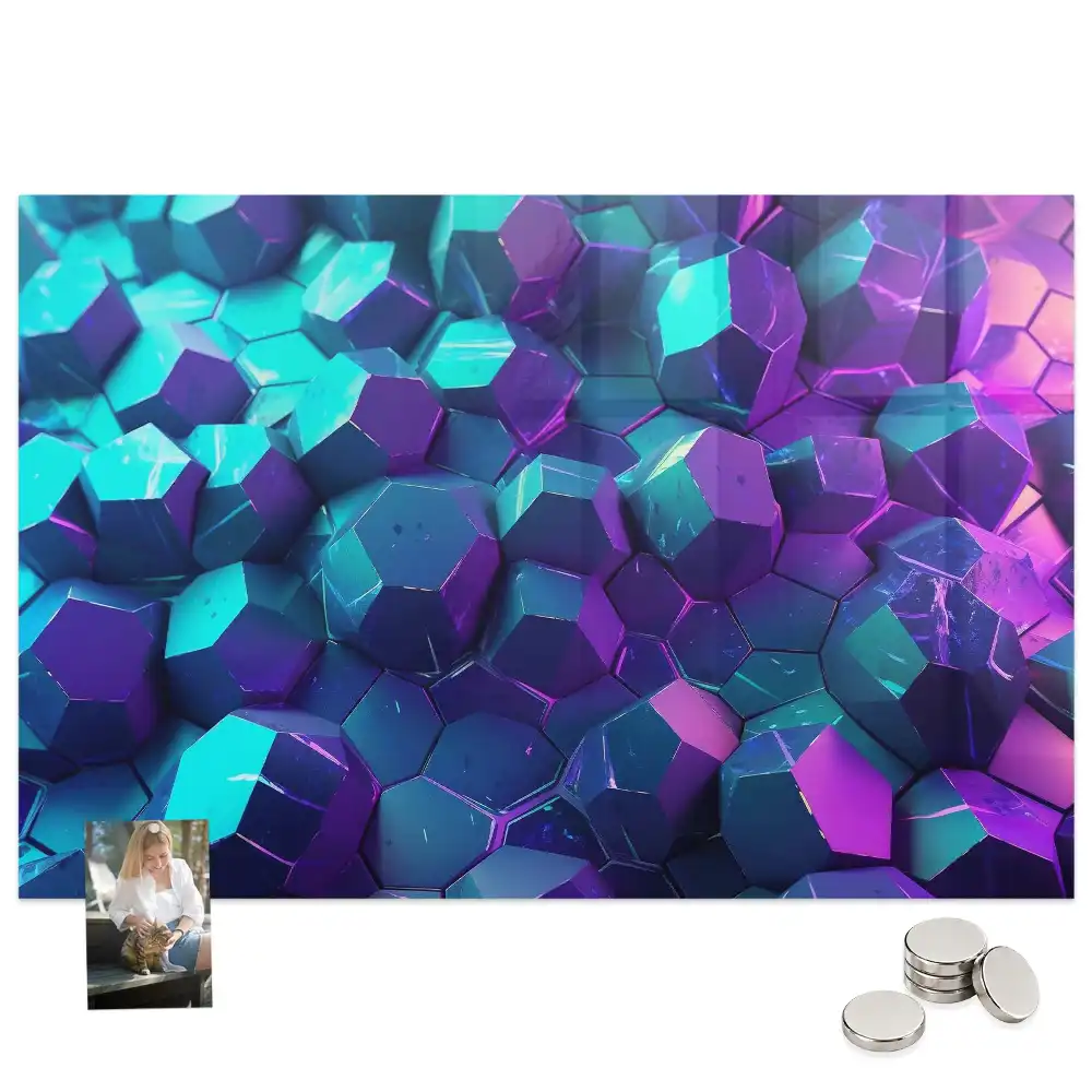 Tableau magnétique en verre motif géométrie spatiale