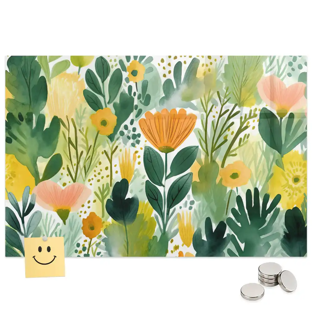 Tableau mural magnétique motif fleurs à l’aquarelle