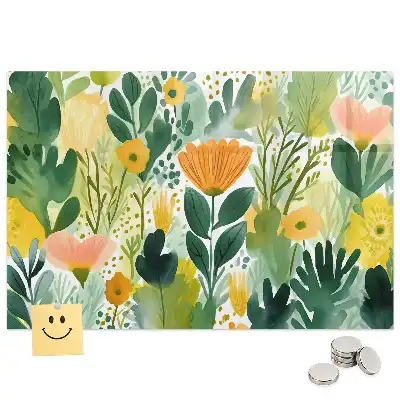 Tableau mural magnétique motif fleurs à l’aquarelle
