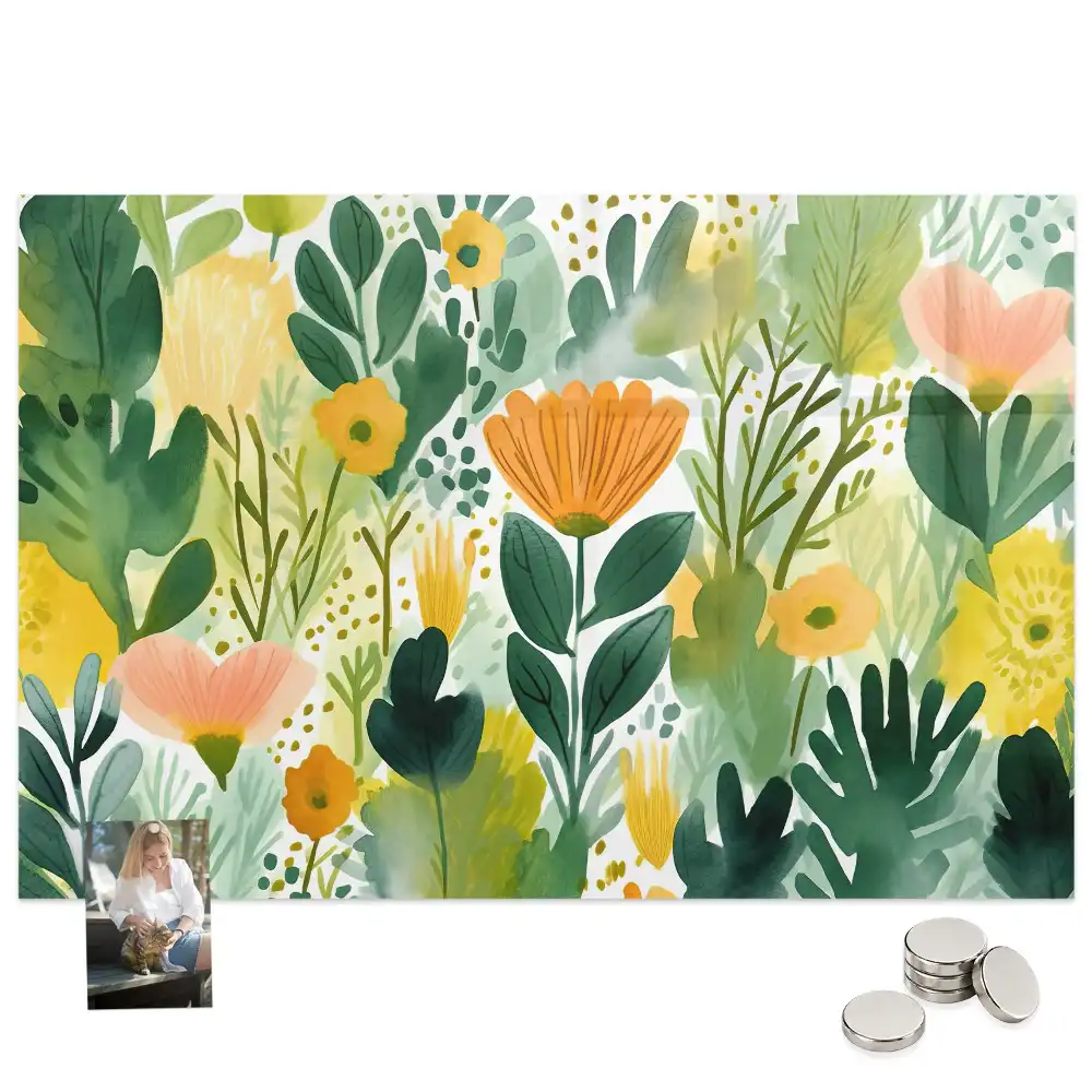 Tableau mural magnétique motif fleurs à l’aquarelle