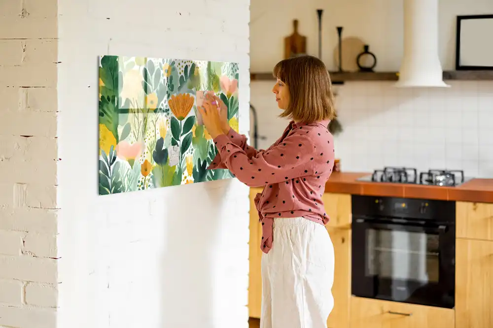 Tableau mural magnétique motif fleurs à l’aquarelle