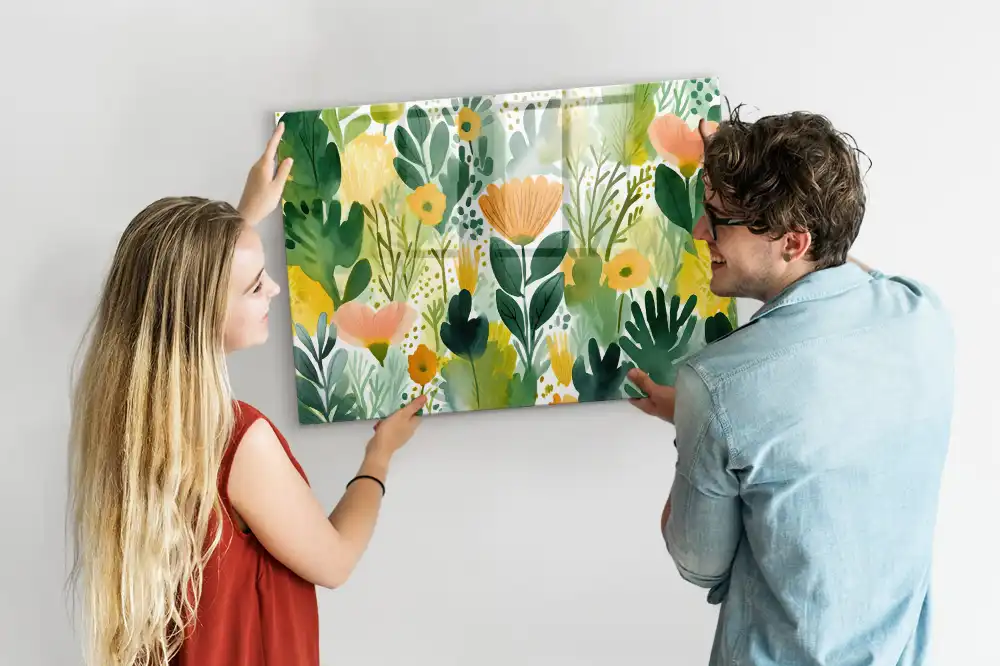 Tableau mural magnétique motif fleurs à l’aquarelle