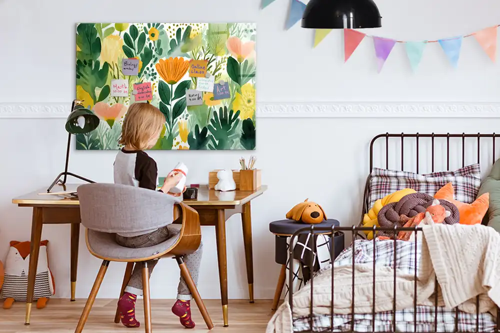 Tableau mural magnétique motif fleurs à l’aquarelle