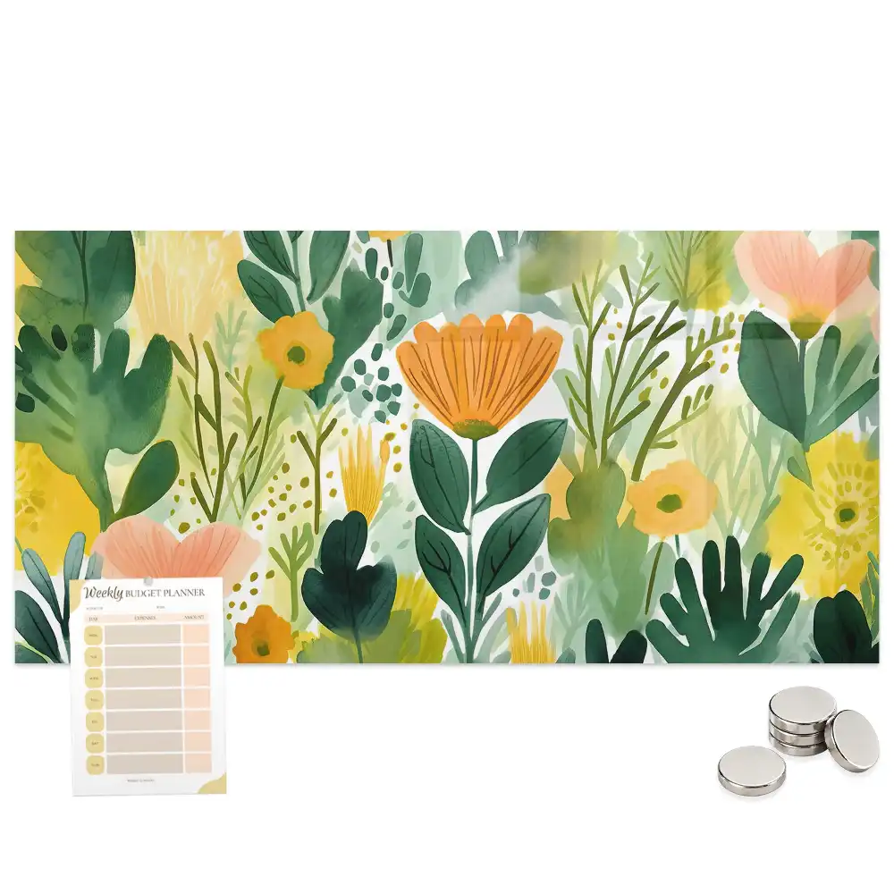 Tableau mural magnétique motif fleurs à l’aquarelle