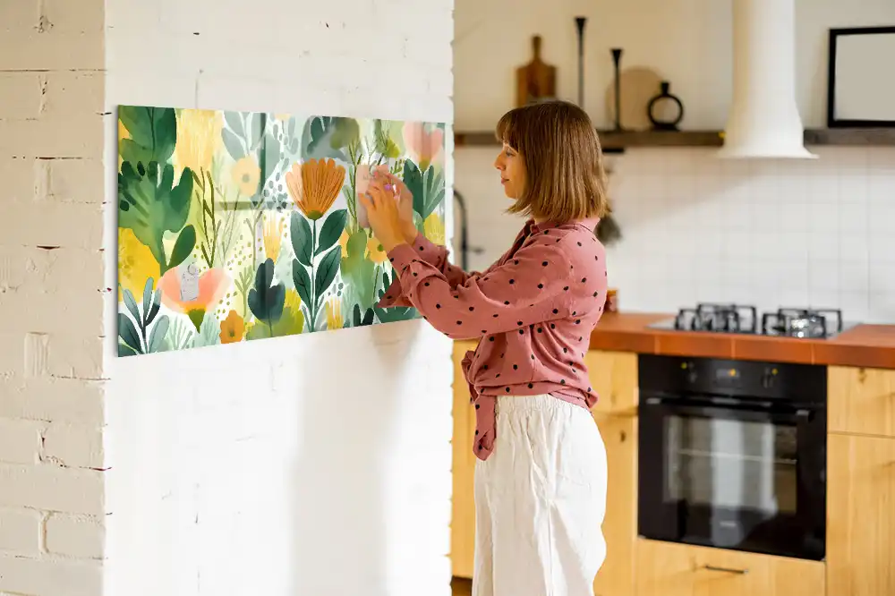 Tableau mural magnétique motif fleurs à l’aquarelle