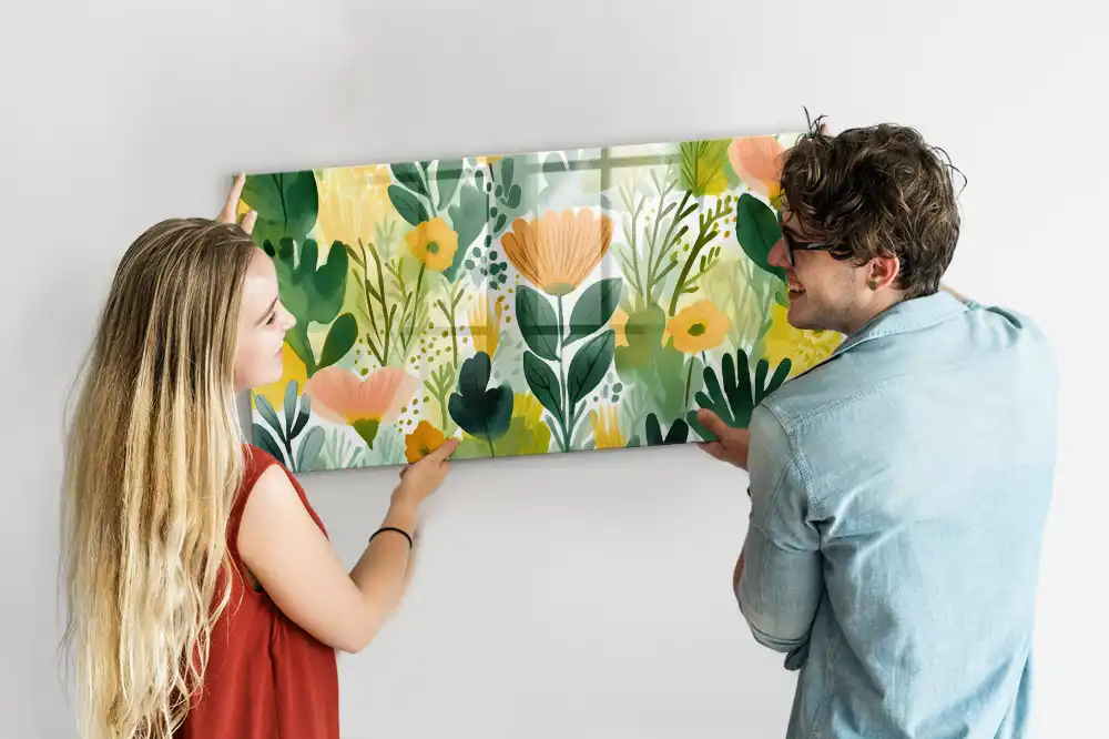 Tableau mural magnétique motif fleurs à l’aquarelle