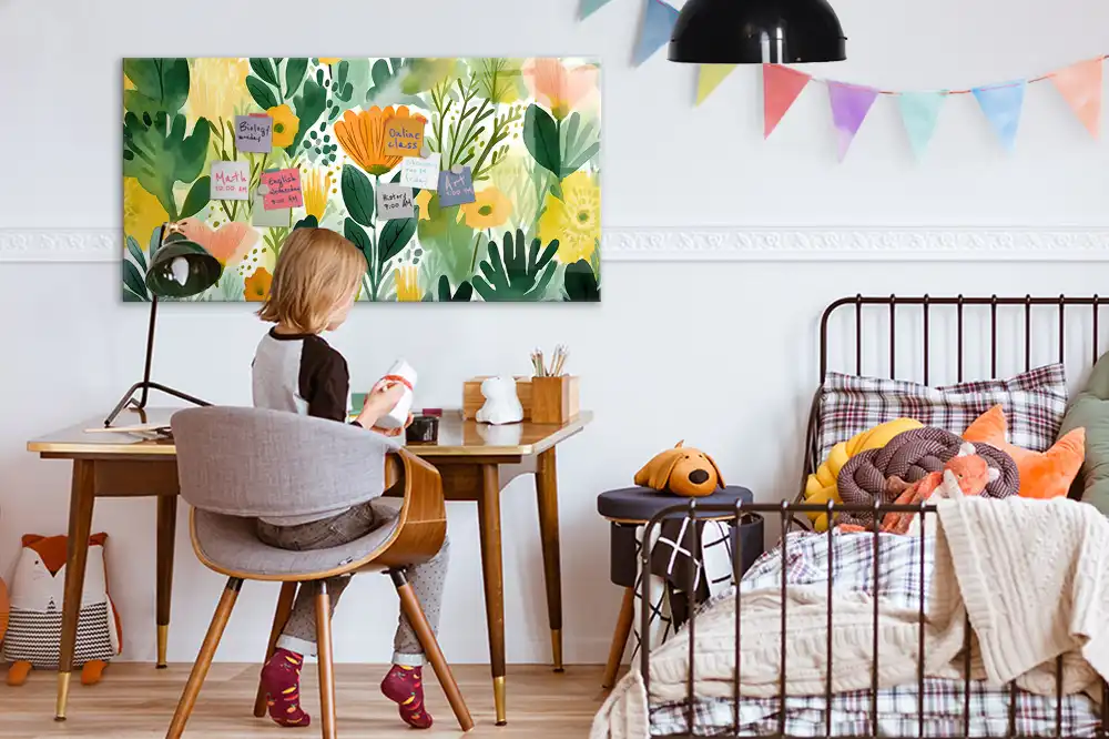 Tableau mural magnétique motif fleurs à l’aquarelle