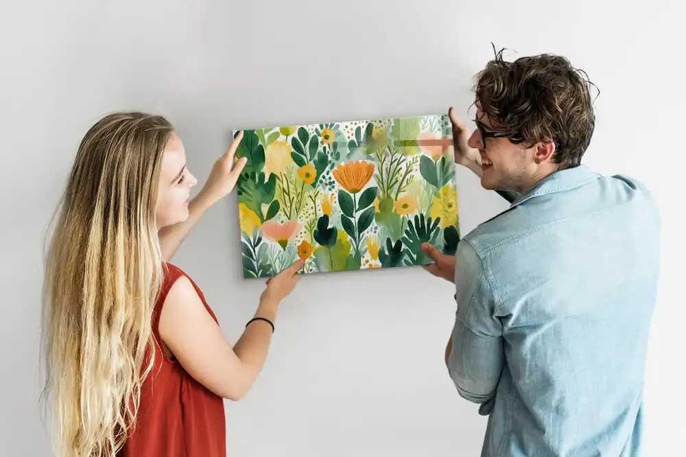 Tableau mural magnétique motif fleurs à l’aquarelle