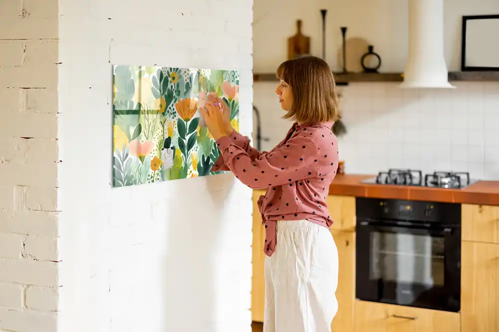 Tableau mural magnétique motif fleurs à l’aquarelle