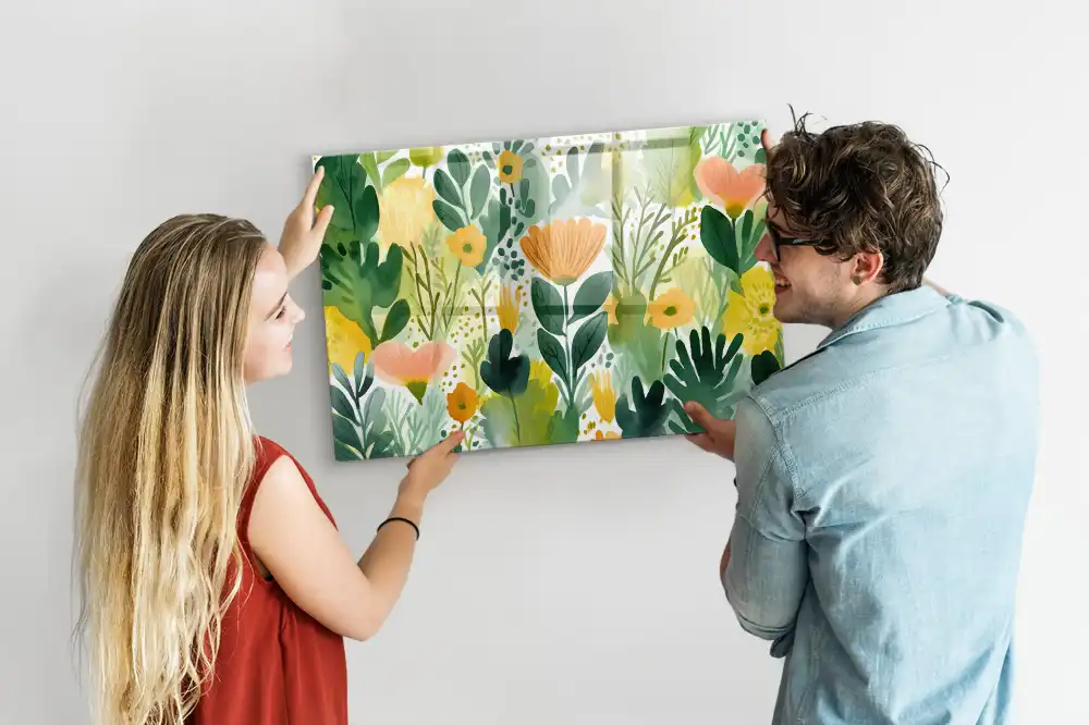 Tableau mural magnétique motif fleurs à l’aquarelle