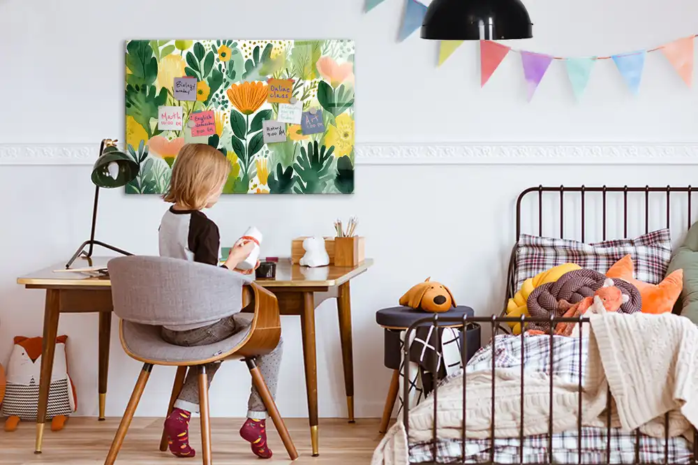 Tableau mural magnétique motif fleurs à l’aquarelle
