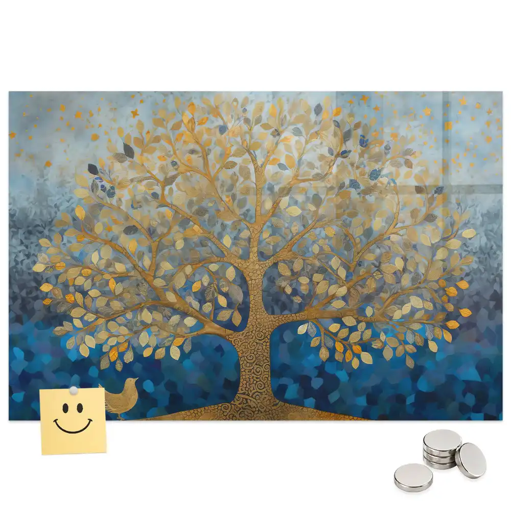Tableau magnétique en verre motif arbre artistique