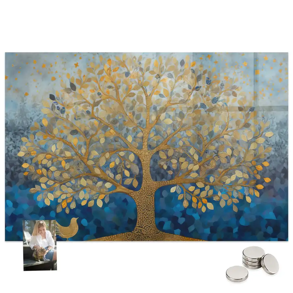 Tableau magnétique en verre motif arbre artistique