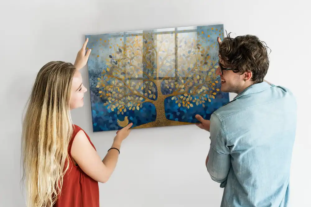 Tableau magnétique en verre motif arbre artistique