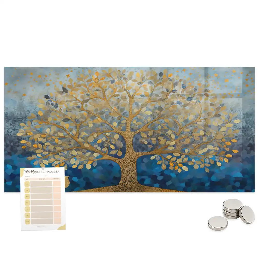 Tableau magnétique en verre motif arbre artistique