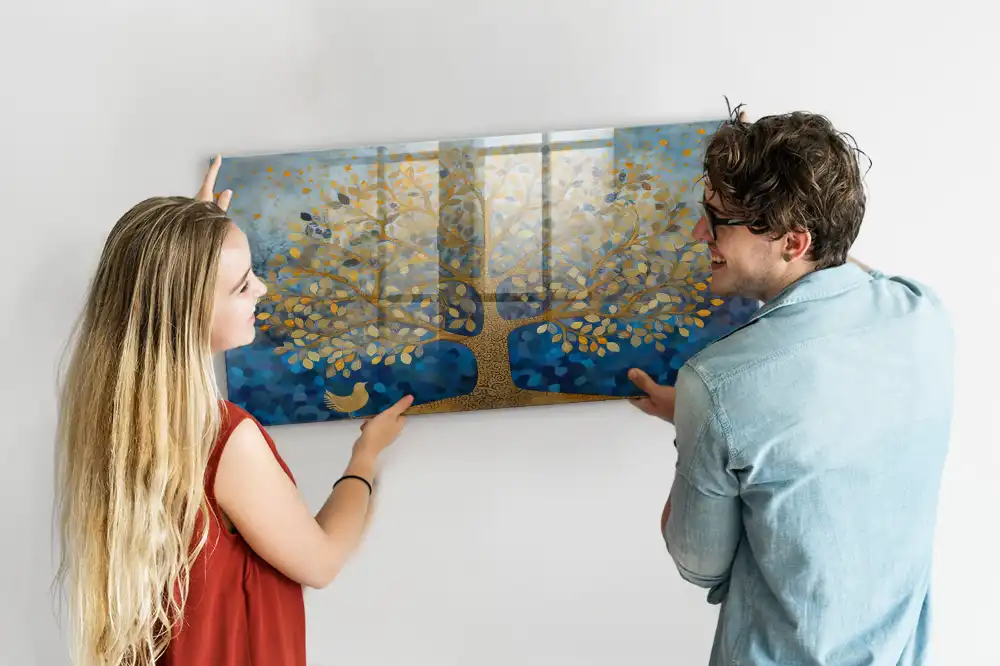Tableau magnétique en verre motif arbre artistique