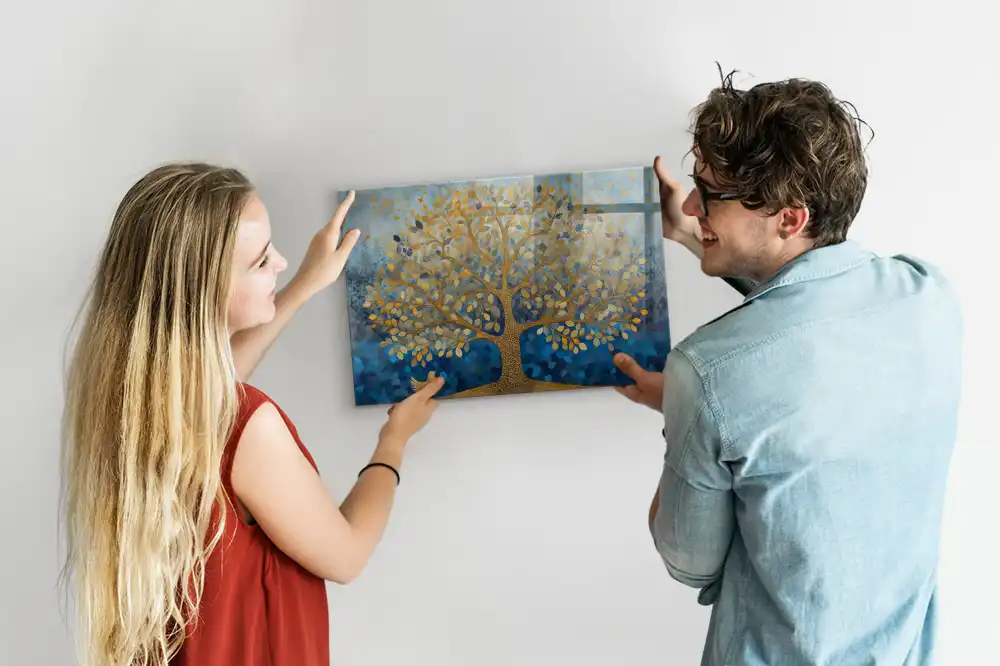 Tableau magnétique en verre motif arbre artistique